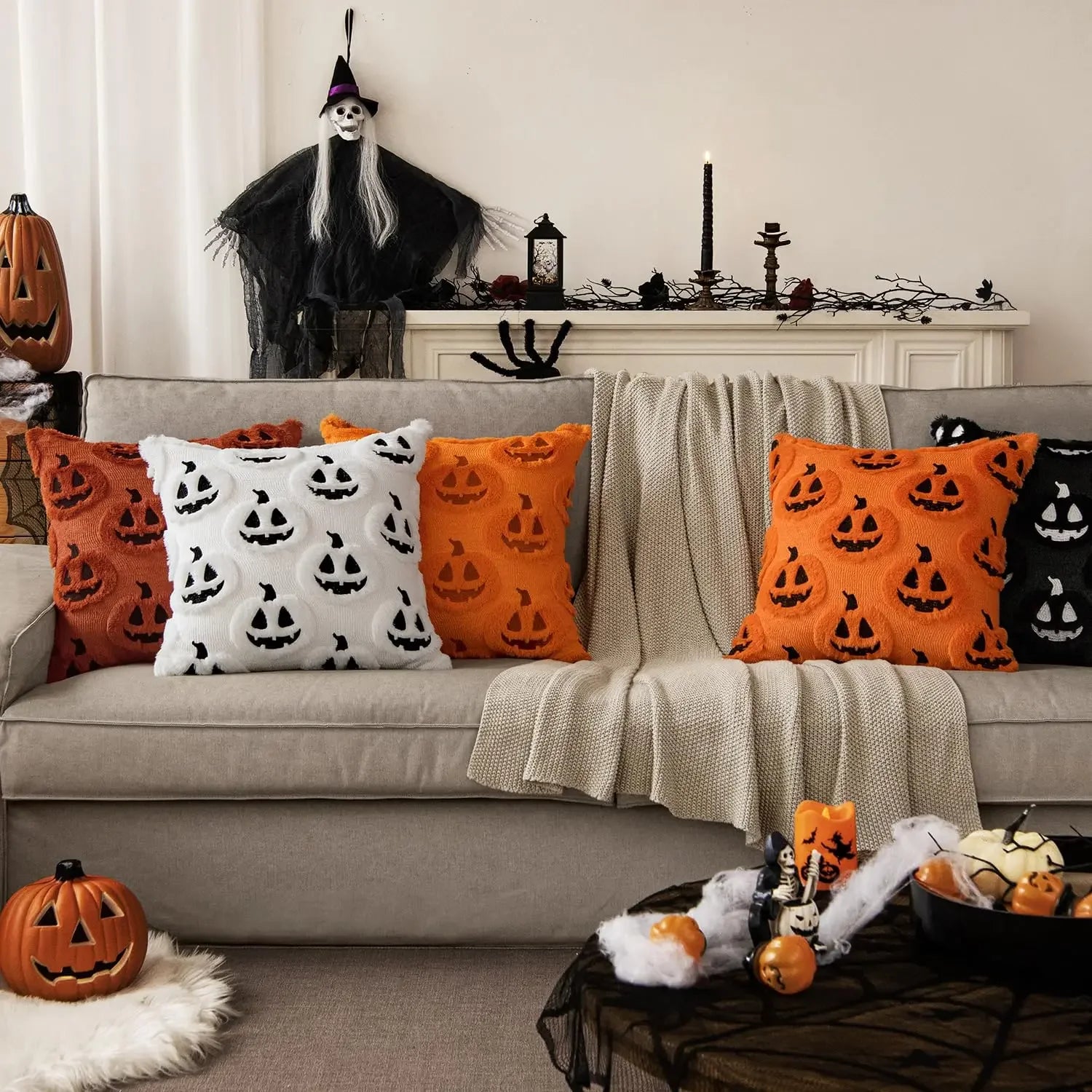 Halloween Pillow Covers 45x45 Decorative Pumpkin Pattern Pillowcase Qme