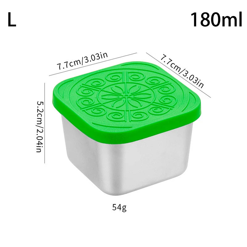 1 Stainless Steel Salad Box Snack Seasoning Container Silicone Lids Qme L Green