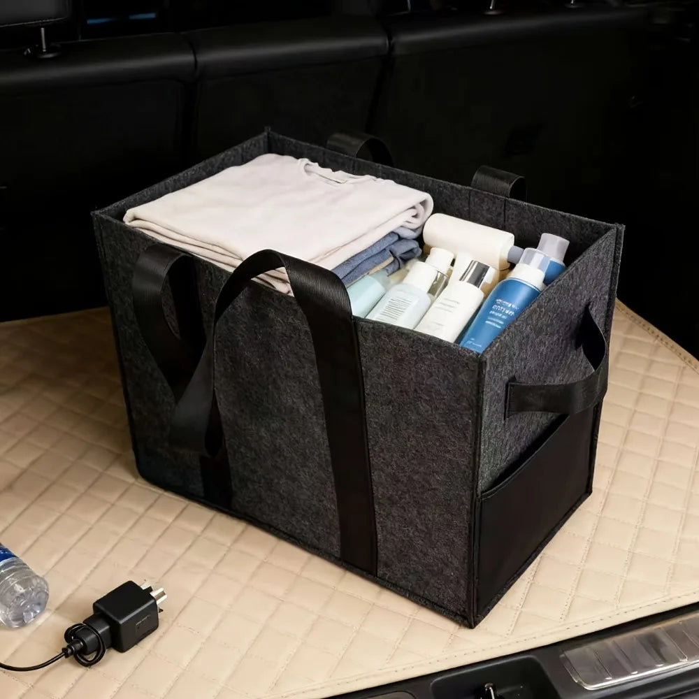 Portable Multi Compartment Tote Extra Thick Felt Storage Box With Handles Used For Car Trunk Storage Qme