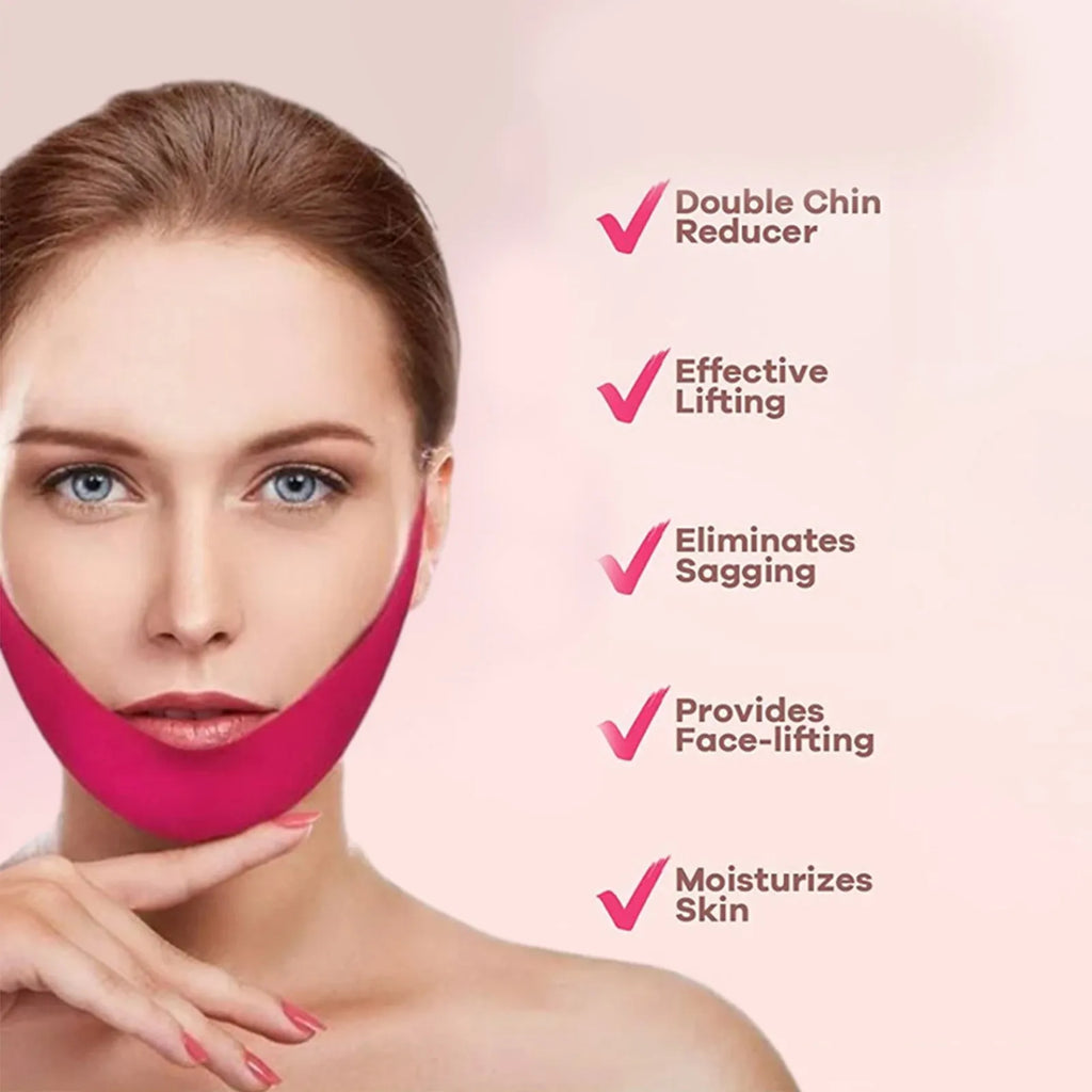 Reusable V Line lifting Mask Facial Slimming Strap Double Chin Reducer Chin Up Mask Face Lifting Belt Toning Hydrogel Collagen Qme