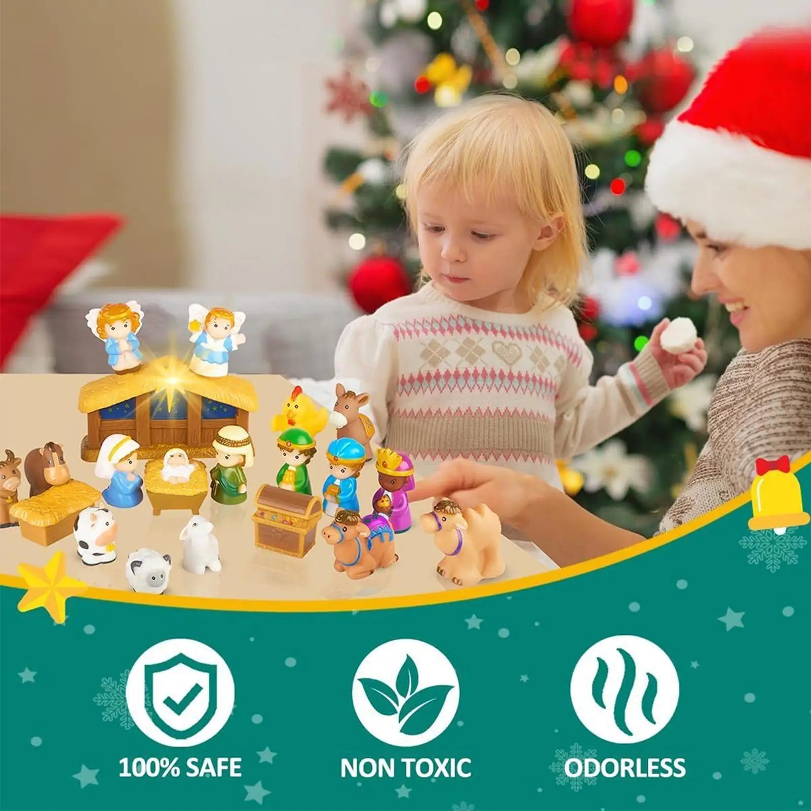 2025 Countdown Calendar 25 Days Nativity Toys Jesus Story Christmas Qme