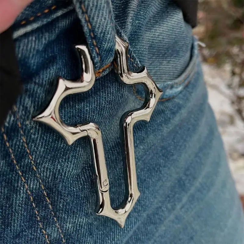 Zinc Alloy Bag Charm Trinkets Keychain Cross Carabiner Keychain Camping Hiking Outdoor Climber Waist Pendant Accessories Gift Qme