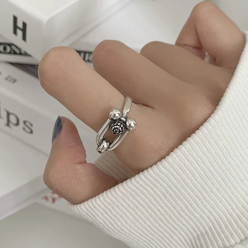Retro Irregular Hip Hop Multicolor Color Engagement Rings Women Couples Trendy Elegant Geometric Finger Jewelry Party Gifts Qme 030 resizable