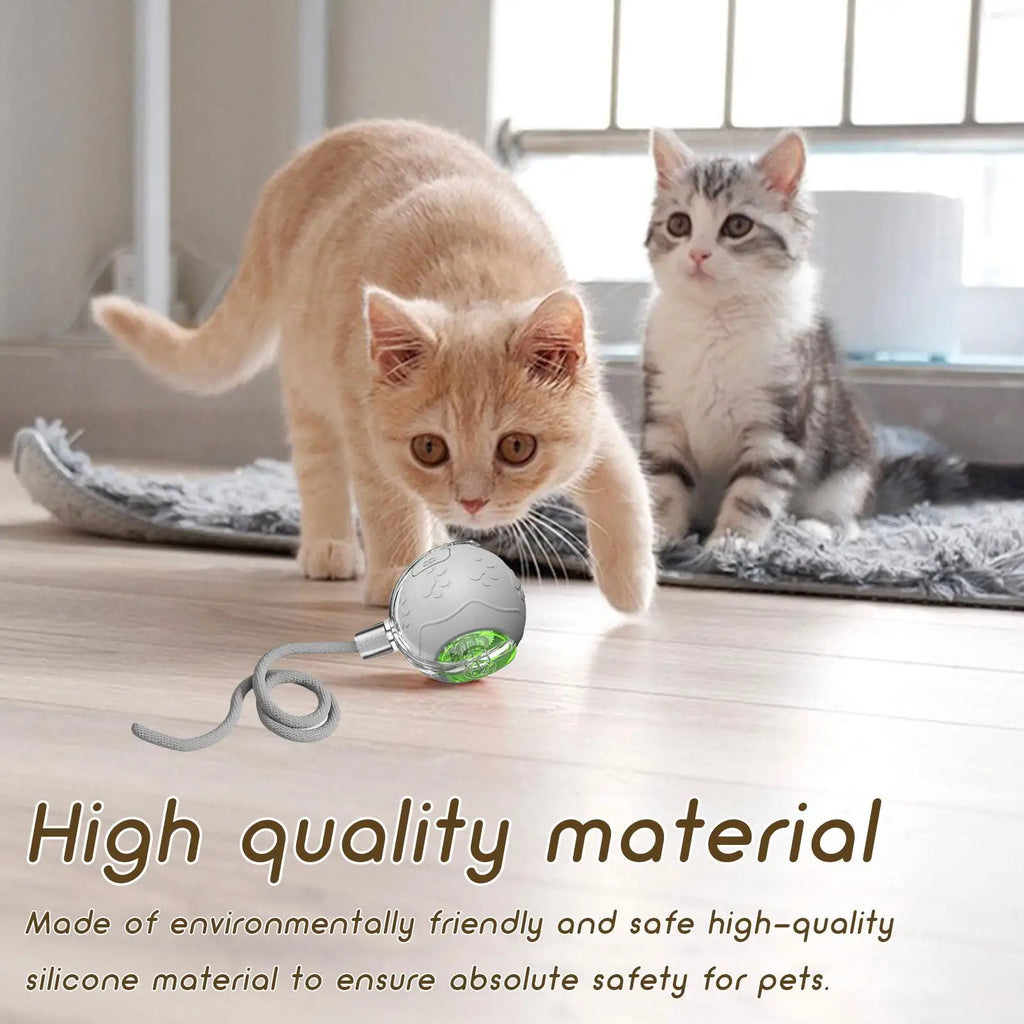 Automatic Cat Ball Rechargeable Pet Game Silicone Cat Balls With Rope For Indoor Play Enrichment Exercise Boredom Stimulation Qme
