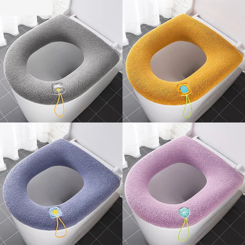 Thicken Warme WC Toilet Seat Cover Soft Mat Washable Closestool Mat Seat Case Toilet Lid Pad Bidet Cover Bathroom Accessories Qme
