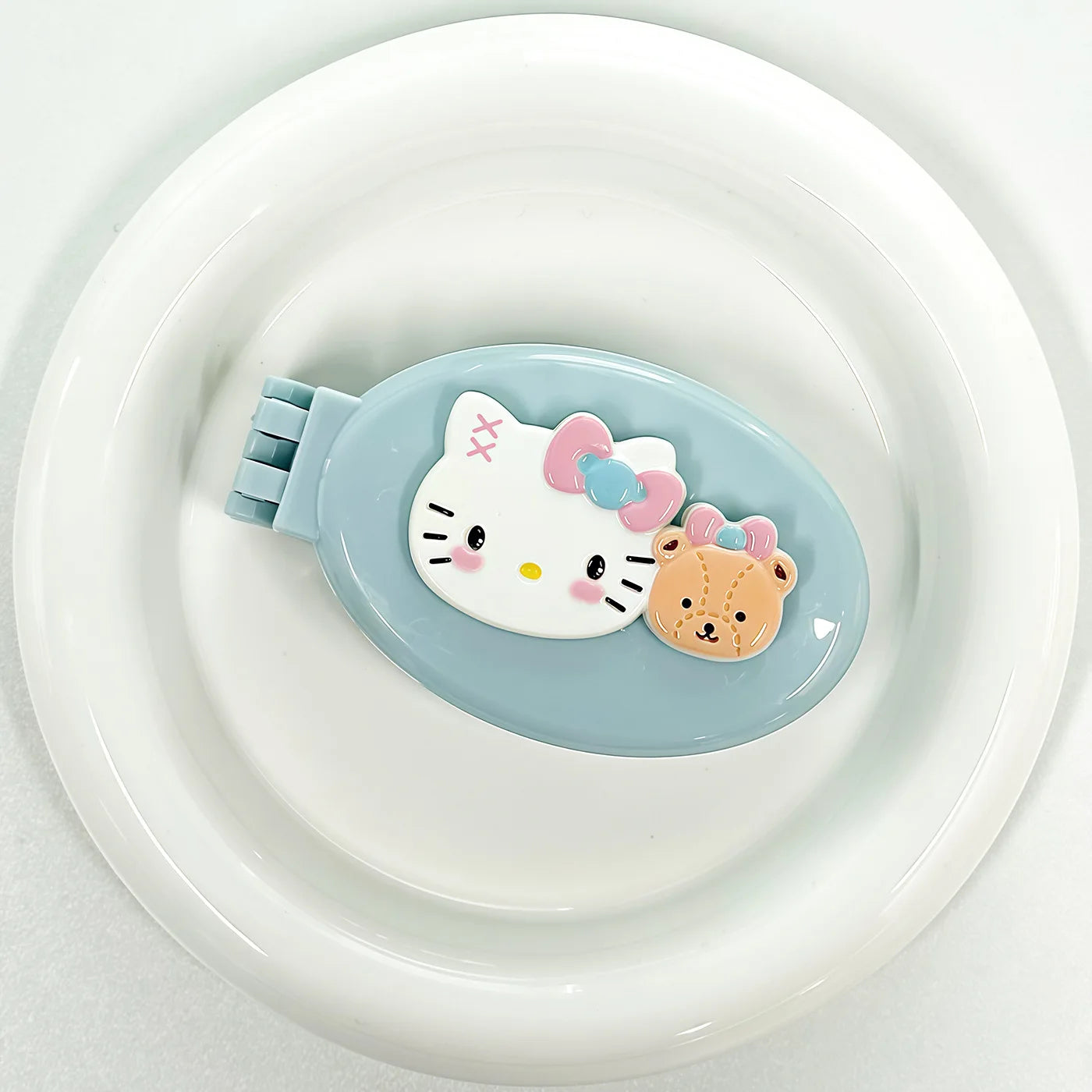 Hello Kitty Cute Creative Folding Mirror Comb Portable Mini Openwork Qme 3