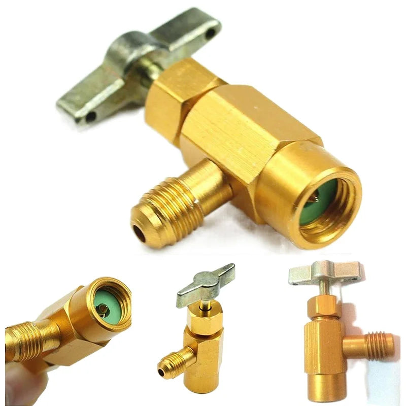 1/4 Thread Adapter R-134a Refrigerant Can Dispensing Bottle Tap Opener Valve 60*35mm Car Air Conditioner Auto Car Accessories Qme Default Title