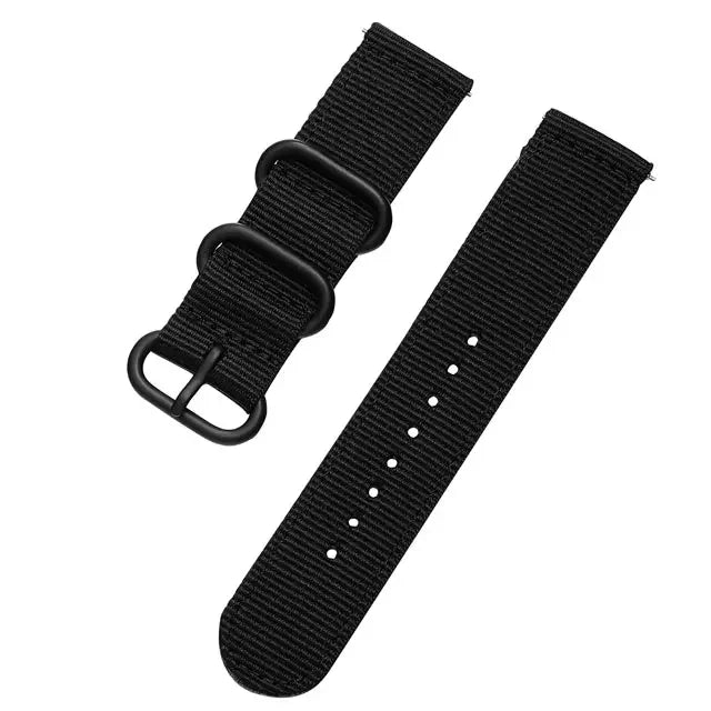 18mm 20mm 22mm 24mm Nylon Fabric Watch Bands Sport Strap For Samsung Galaxy Watch 3 Band Bands Amazfit GTR GTS Huawei GT2 Qme Black 18mm