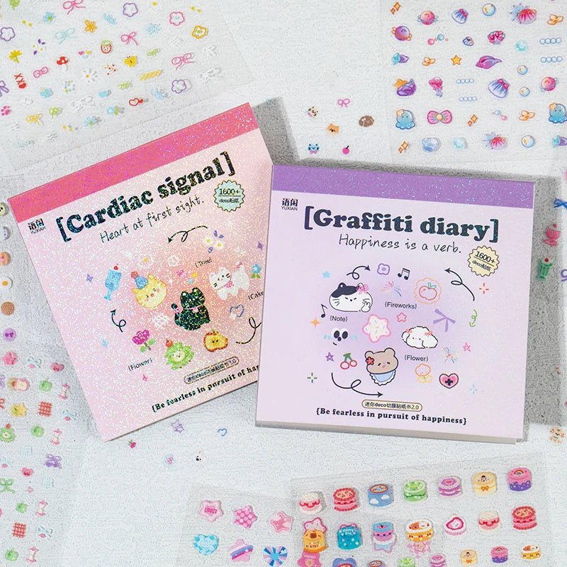 Kawaii Cartoon Handbook Sticker Book Student Collage DIY Diary Decorative Scrapbooking Journals Stationery Back School Supplies Qme