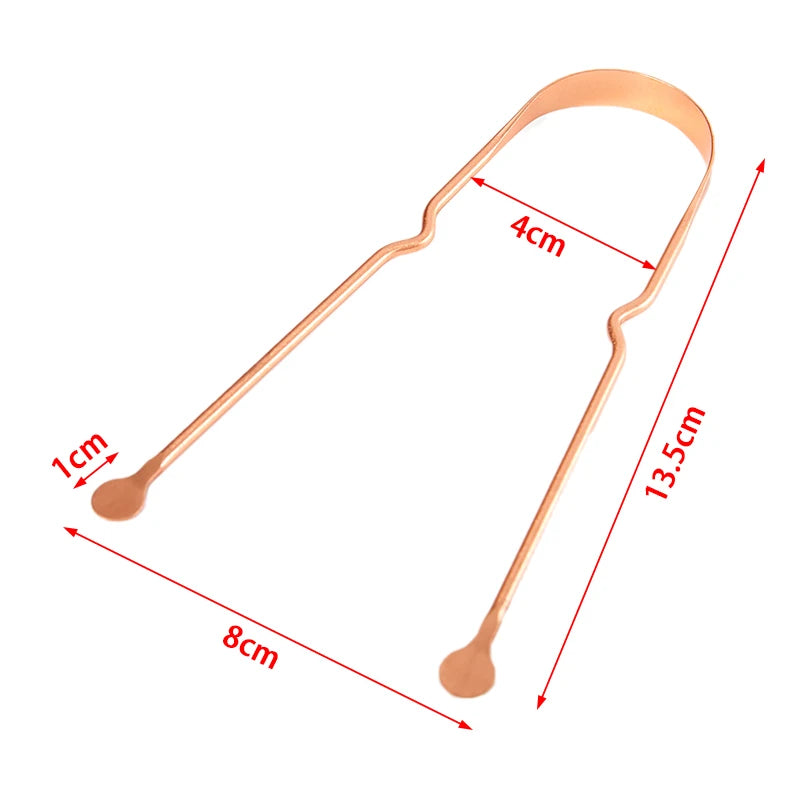 Simple Copper Tongue Scraper Cleaner Fresh Breath Dental Cleaning Qme onesize