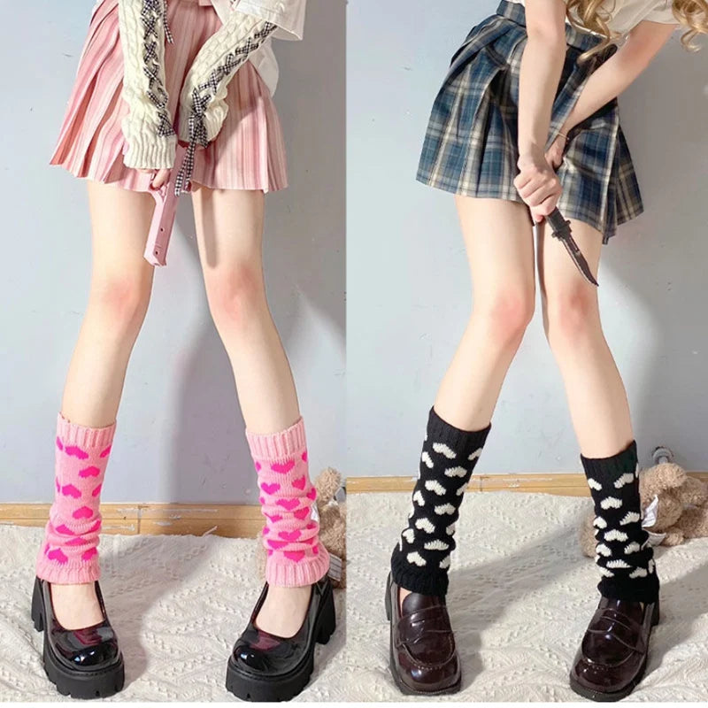 Sweet Girls Lolita Leg Warmers Women Long Socks Knitted Foot Cover Arm Warmer Autumn Winter Crochet Heap Socks Gothic Boot Cuffs Qme