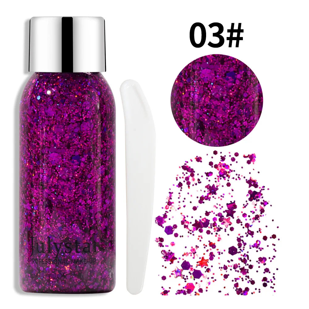 Body Glitter Gel Sequins Long Acting Face Eyes Hair Prom Party Qme July-LP-03
