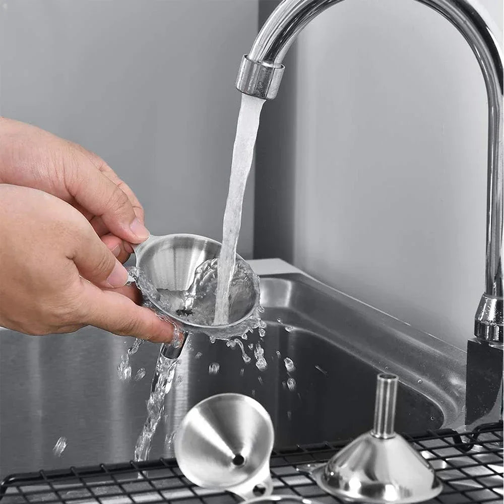 Stainless Steel Funnels Kitchen Food Grade Metal Filling Bottles Qme