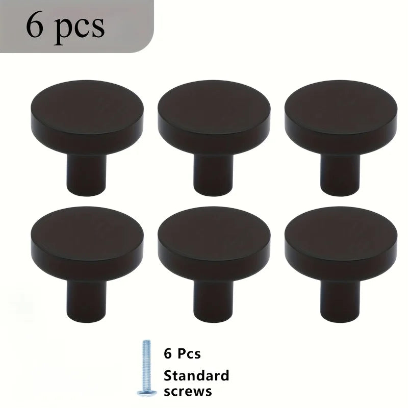 6PCS Metal Circular Cabinet Handles - Suitable for Kitchen, Bathroom, Dressing Table, Bedroom Wardrobe, and Foyer Storage Cabi Qme 6pcs Black