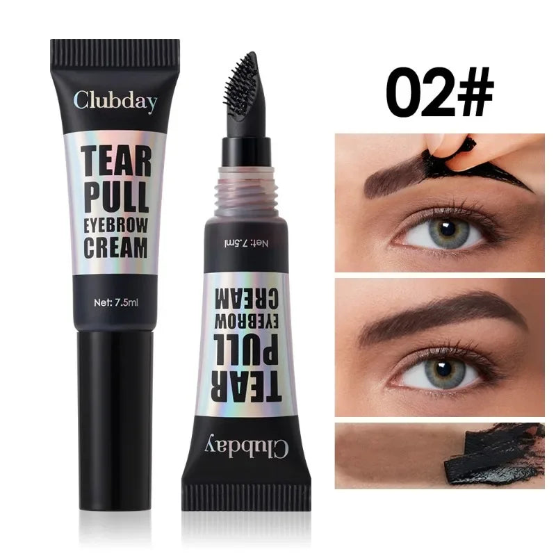 Easy Peel-off Eyebrow Tint Cream Natural Long Lasting Brows Tattoo Waterproof Non-smudging Gel Big Brush Head Liquid Eyebrow Dye Qme 02