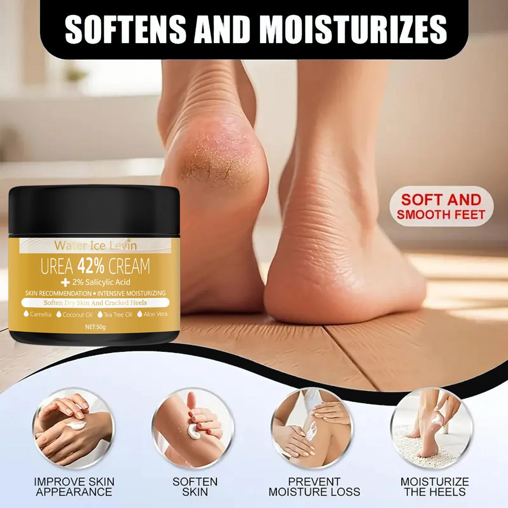 42% urea foot cream, containing 2% salicylic acid, coconut oil, and tea tree - enhances moisturizing and nourishes the skin Qme