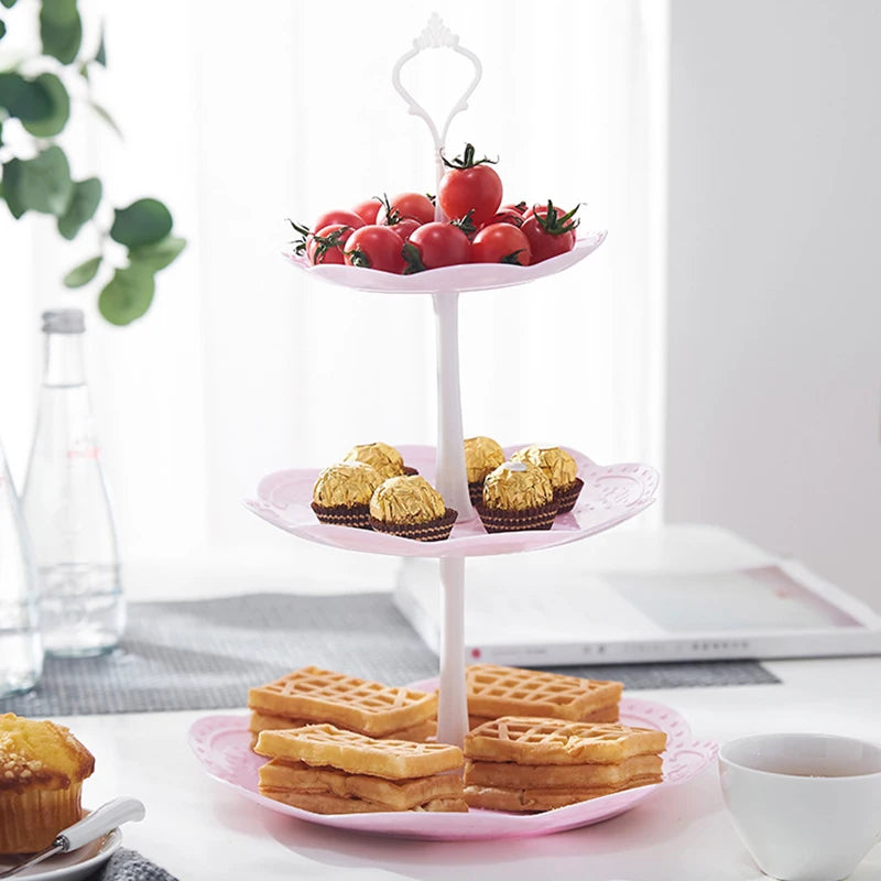 PPServing Stand Dessert Tower Sum Fruit Tray 2 3 Tier Tea Party Baby Qme