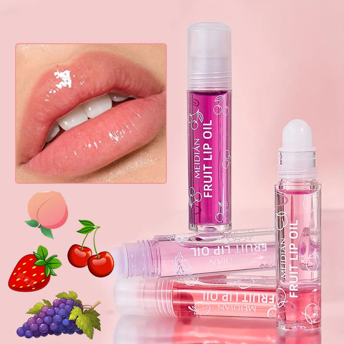4-Piece Lip Oil Fruity Long-lasting Moisturizing Gentle Qme