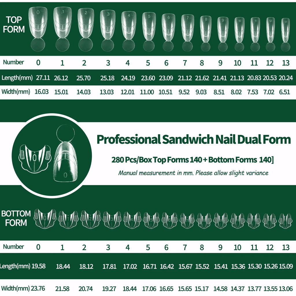 Nailpop French Line Dual Form Sandwich Matte Clear Nail Forms Coffin Qme SW-FSX-003-2