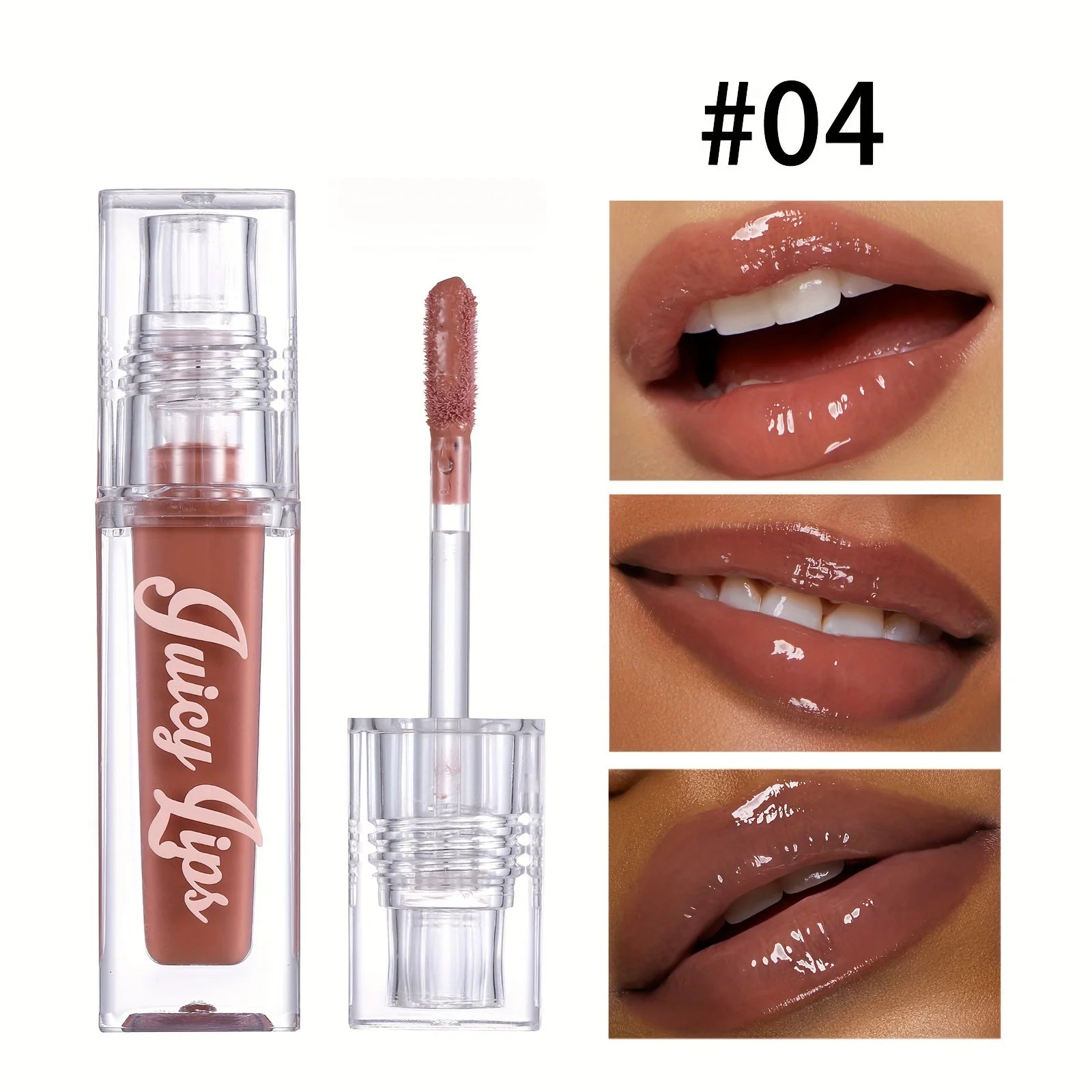 Hydrating Crystal Lip Oil - Plumping & Moisturizing Gloss with Tinted Shades for All Skin Types Qme 04