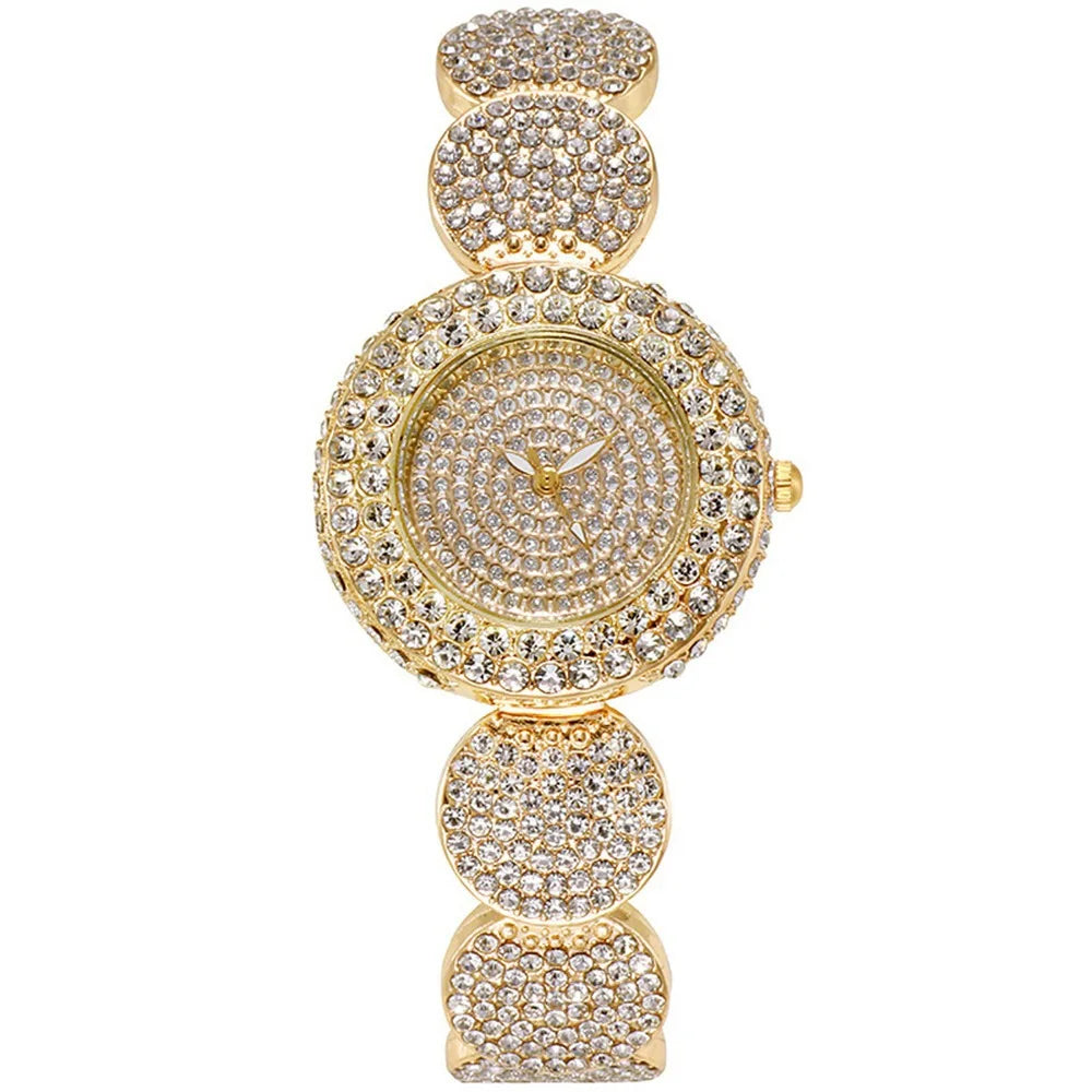 Fashion Pattern Diamond Ladies Watch for women Quartz Women's Watch Girls Lady Clock Bracelet Chains Free Shipping Ladies Dress Qme Gold