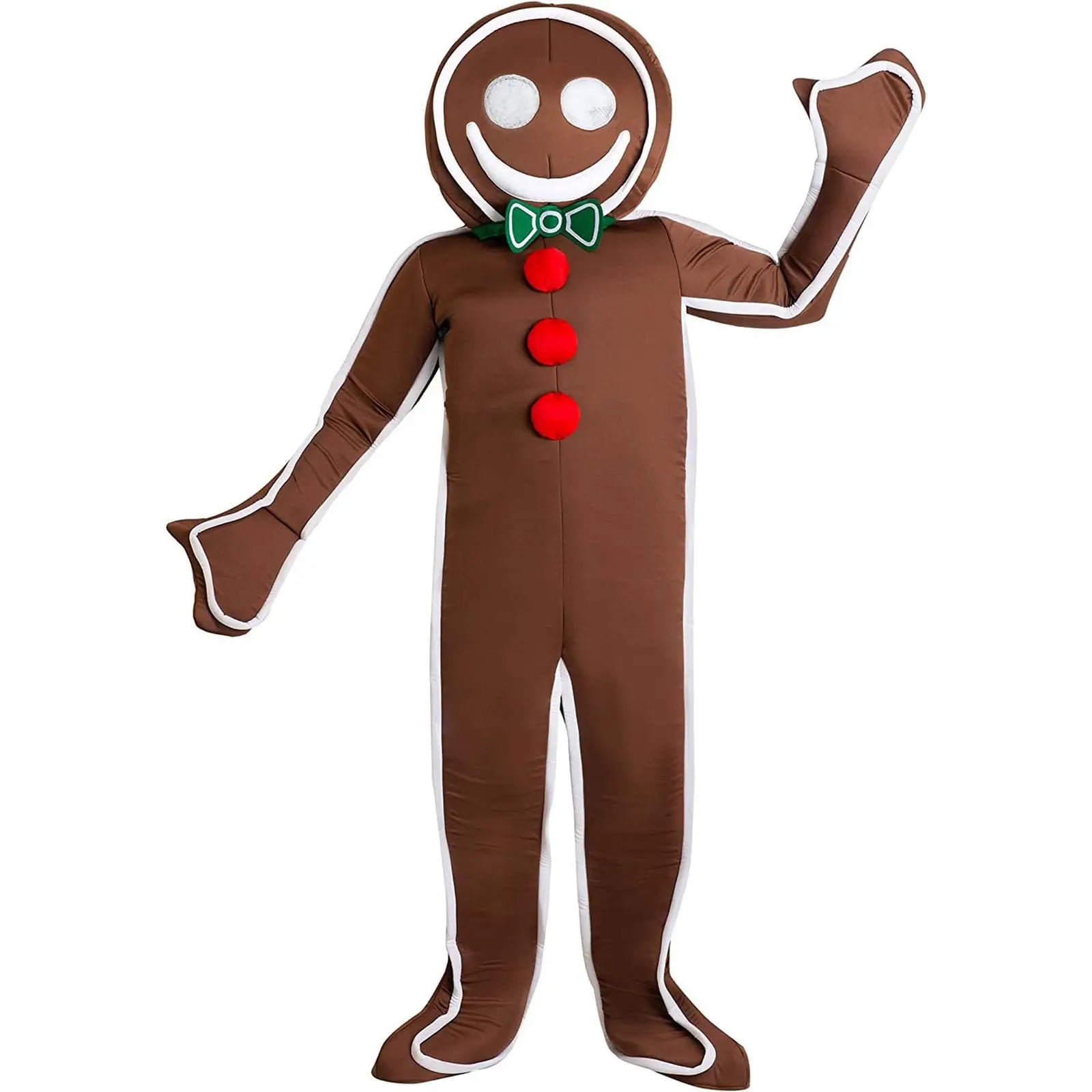 Gingerbread Man Costume for Adults Christmas Cookie Costume Festive Xmas Outfit Onesie Holiday Party Jumpsuit Qme Brown S