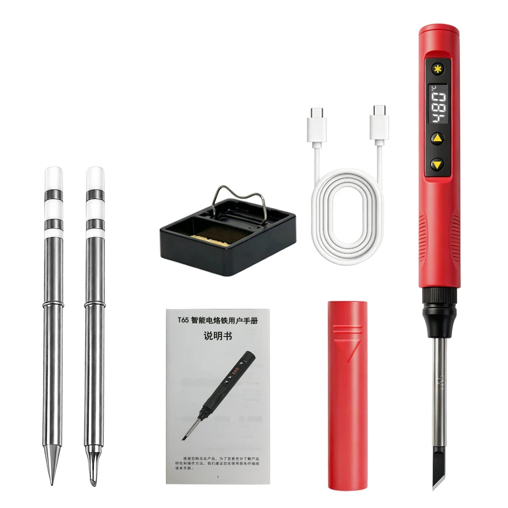 T12 Series T65 Digital Electric USB Soldering Iron Mini Smart Qme T65-RED2