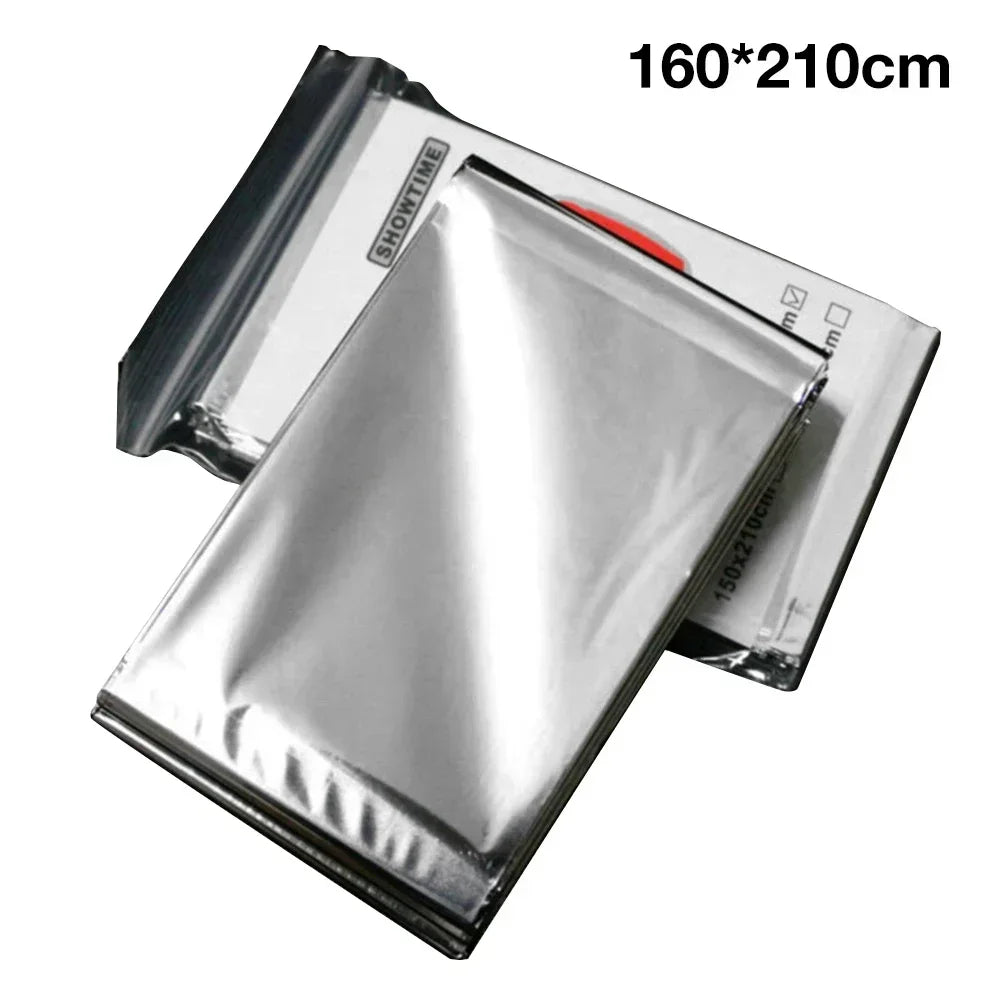 Tear Resistant Windproof Sun Protection Thermal Insulation Blanket, 160*210CM, Hiking Survival First Aid, Emergency Blanket Qme silver