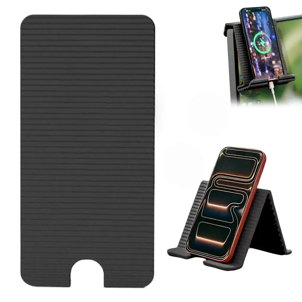 Portable Flexible Phone Stand Foldable Holder Desktop Tablet Laptop Qme Black