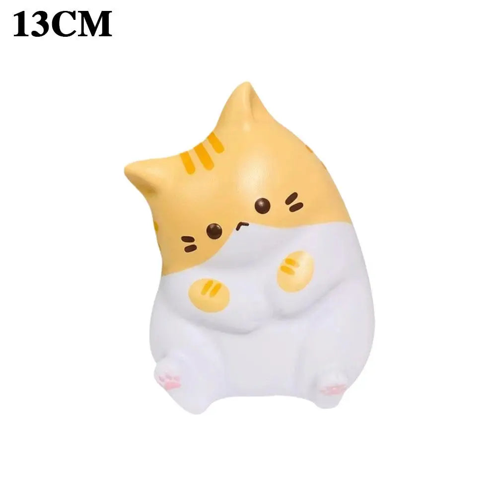 Kawai Cat Squishy Fidget Toy Slow Rebound Squeeze Stress Ball Cute Qme 13cm yellow