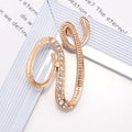 Women Luxury Letter Brooch Pins Gold Rhinestones Crystal English Qme V