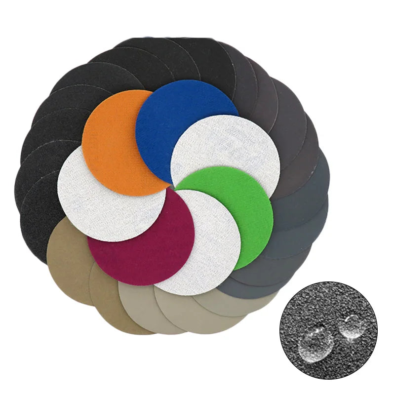 10Pcs Wet/Dry Sandpaper 3 Inch 75MM Hook And Loop Silicon Carbide 240-10000 Grits Waterproof Sanding Disc Qme