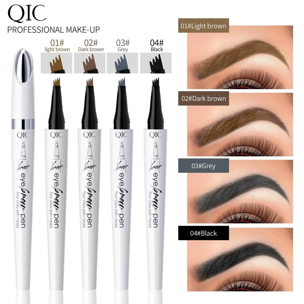 4 Colors Available 4 Split Tip Waterproof Eyebrow Pen, Long Lasting Anti-smudge Four-head Natural Microblading Eyebrow Pen Qme