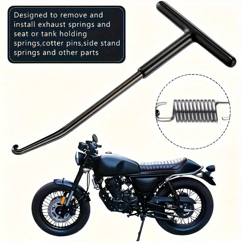 1pcs Motorcycle exhaust snap hook Universal T-handle exhaust pipe spring puller mounting hook Disassembly and repair tools Qme