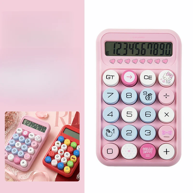 Hello Kitty Colorful Button Calculator Stylish Mechanical Buttons in Jelly-Like Colors For Students, Accountants,and Office Use Qme 6