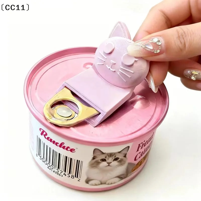 Cat Shape Pet Can Opener Portable Manual Wet Food Cans Jars Easy Ring Qme