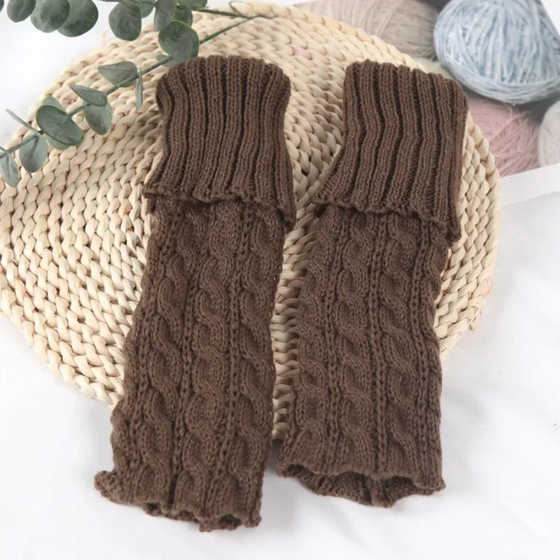 Sweet Children Leg Warmers Lolitas Twist Knitted Socks Korean Baby Qme Brown 38cm or 14.96inch