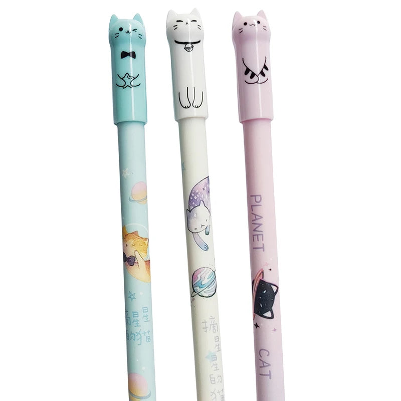 6 Cat Tail Themed Kawaii Gel Pens Erasable Blue Ink Ideal Student Qme