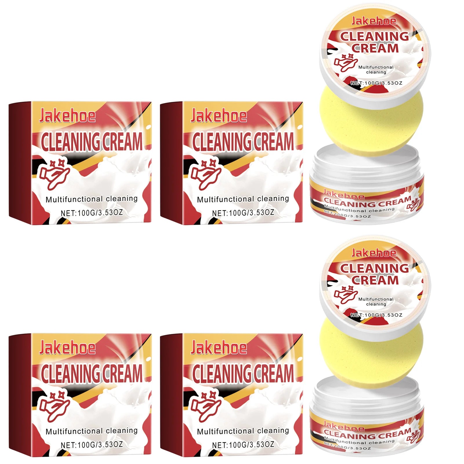 Multi Functional Decontamination Cream Easily Decompose Oil Stain and Dirt Eliminate Odor Polishing Stove Kitchen Cleaning Cream Qme 4 x 100g Boxed