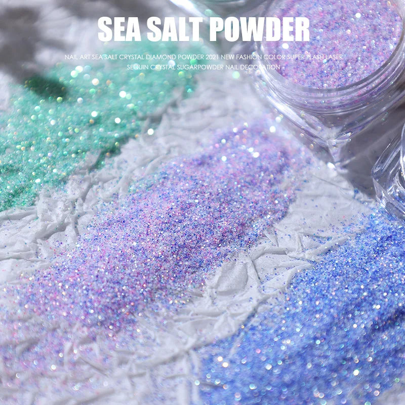 Aurora Sea Salt Crystal Diamond Nail Glitter 12 Colors Super Shiny Sugar Powder Nail Art Decoration Qme