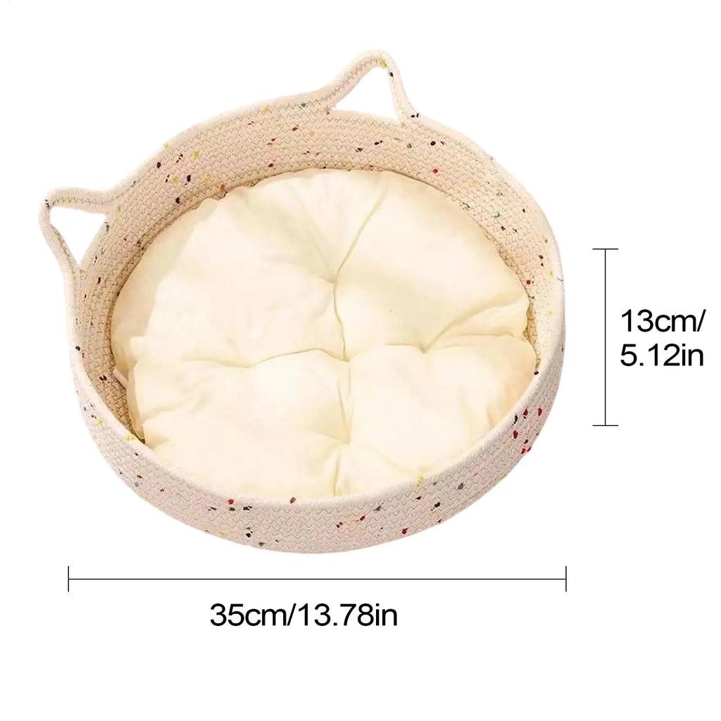 Pet Bed Sleeping Pad Round Cat Cotton Rope Nest Cushion Supplies Qme