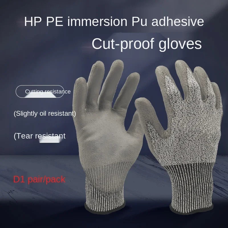 1pair Household Gloves Cut-resistant Level 5 Kite Fishing Gloves Wear-resistant Anti-puncture Anti-skid Protective Gloves HPPE Qme