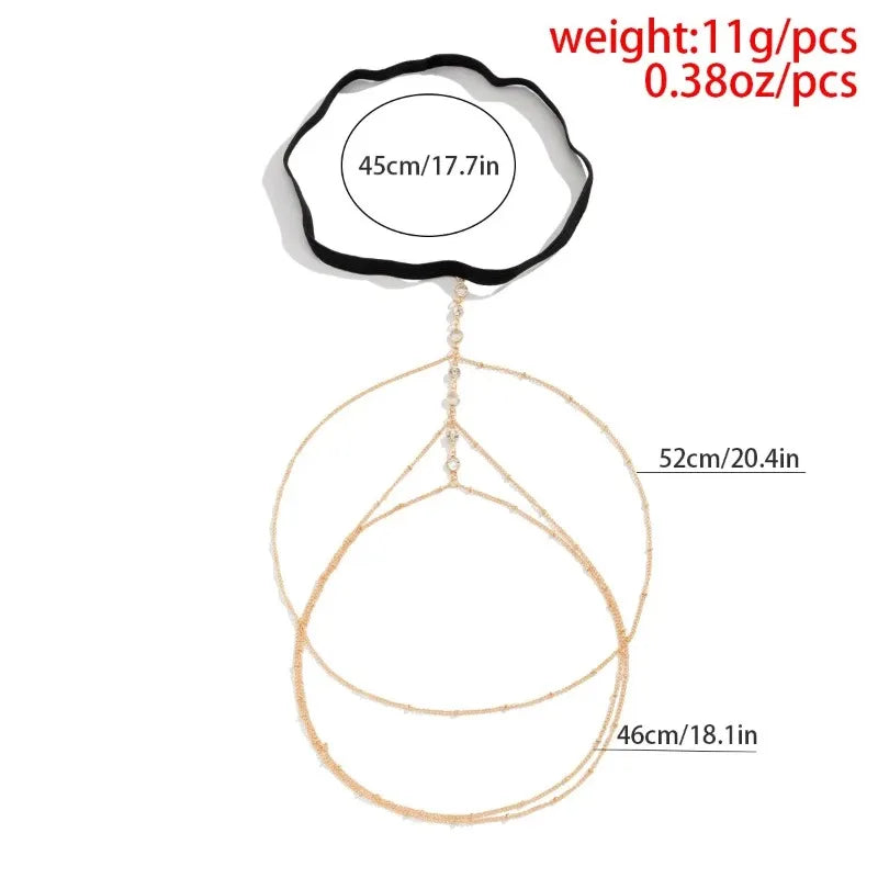 Women Summer Sexy Tassel Multilayer Adjustable Elastic Band Crystal Qme