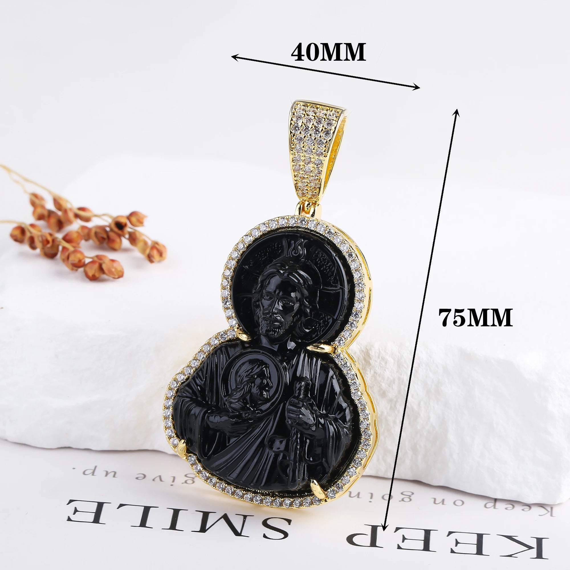 High Quality Creative Shiny Zirconia Crystal St. Jude Pendant Necklace Classic for Man Woman Religious Fine Jewelry Party Gift Qme Pendant 2