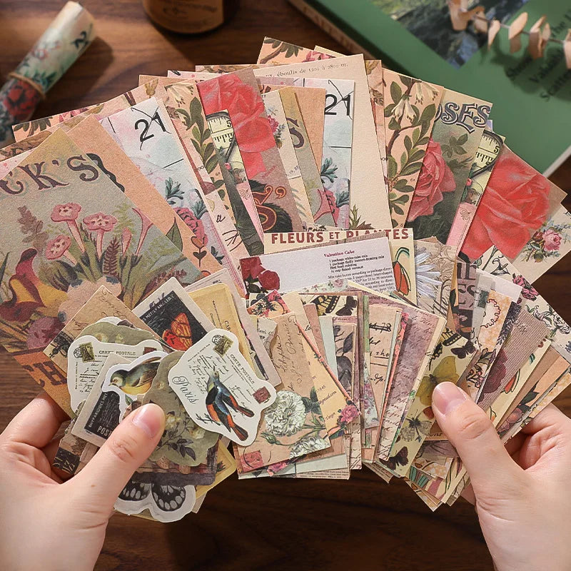 100 pcs/pack Vintage Memo Paper Set DIY Scrapbooking School Supplies Decor Junk Journal Marking Creative Stationery Notes Paper Qme