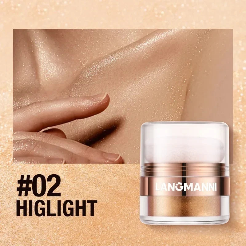 Glitter Highlighter Powder Diamond High Gloss Makeup Face Body Pearlescent Highlighter Powder Professional High Light Cosmetics Qme B