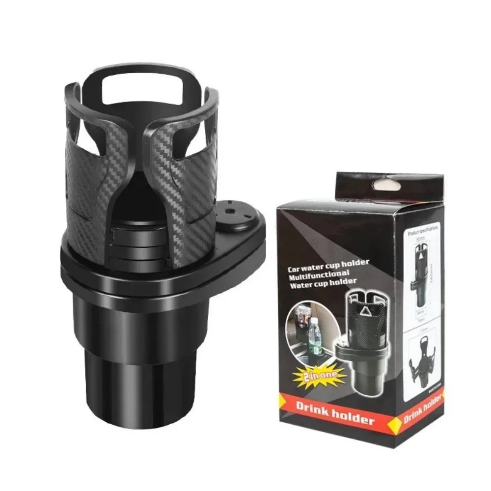 2 in 1 Car Cup Holder Expander Retractable Universal Beverage Cup Holder 360 Degree Rotating Non-Slip Adjustable Dual Cup Holder Qme
