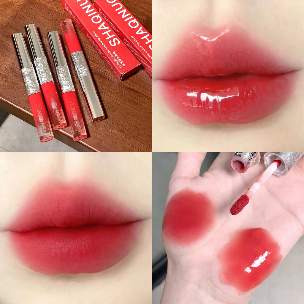 SHAQINUO Colorful Double-head Lip Glaze Mud Two-in-one Matte Mirror Qme