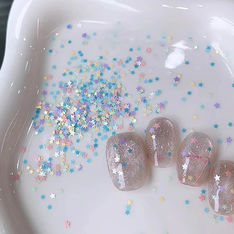 DIY Cute Star Shape Macaron Nail Glitter Art Charm Decoration Qme