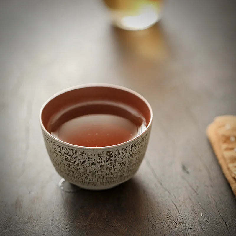 Eastern Zen Large Tea Cup Retro Chinese Heart Sutra Gaiwan Durable Qme